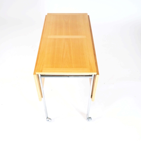 Trolley in beech and chrome, designed by Bruno Mathsson, Sweden
