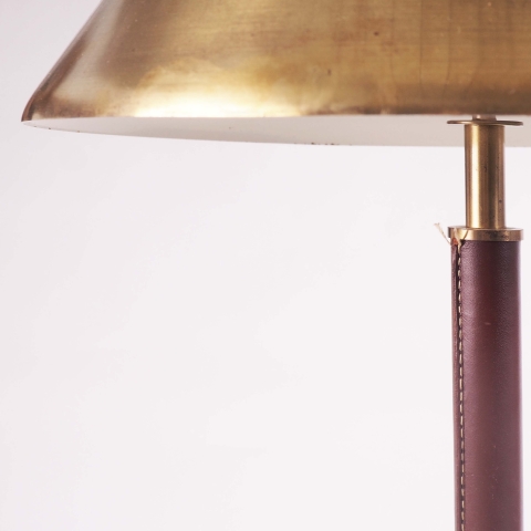 Table Lamp in brass and leather by Falkenberg Belysning, Sweden
