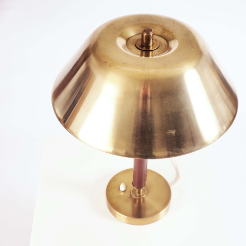 Table Lamp in brass and leather by Falkenberg Belysning, Sweden