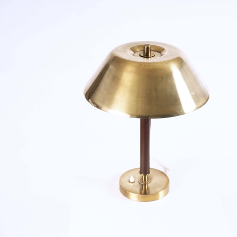Table Lamp in brass and leather by Falkenberg Belysning, Sweden